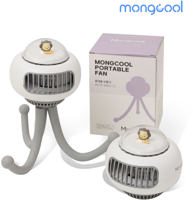 몽쿨 휴대용 문어발 유모차 선풍기, 화이트, 1개