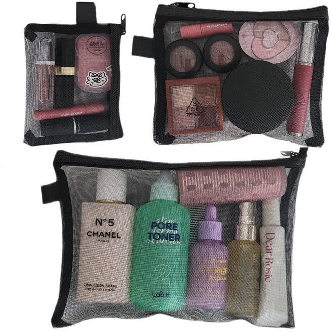 미니달콩 화장품 여행용 메쉬 파우치 3종 세트