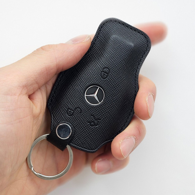 테일러카 호환 벤츠 스마트키 소가죽 키케이스 키홀더 풀커버 세트 클래스, 블랙, 벤츠호환 C타입