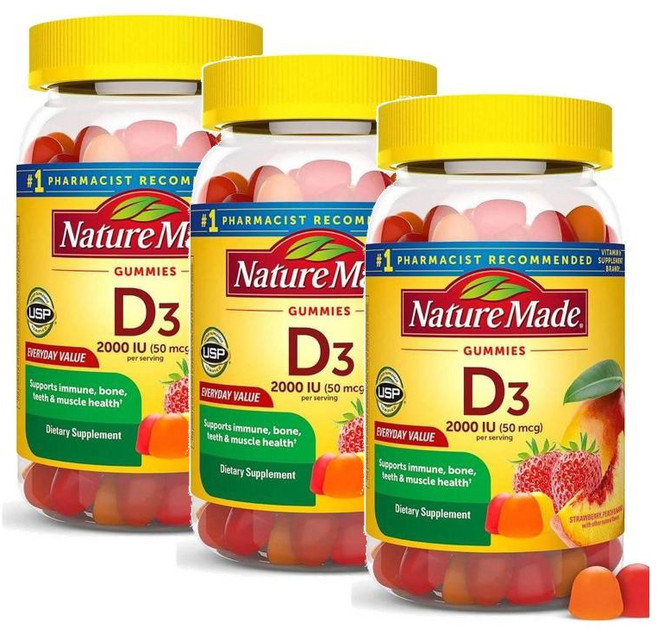 네이처메이드 비타민D3 2000IU (50mcg) 구미 젤리 Nature Made Vitamin D3 Gummies, 3개