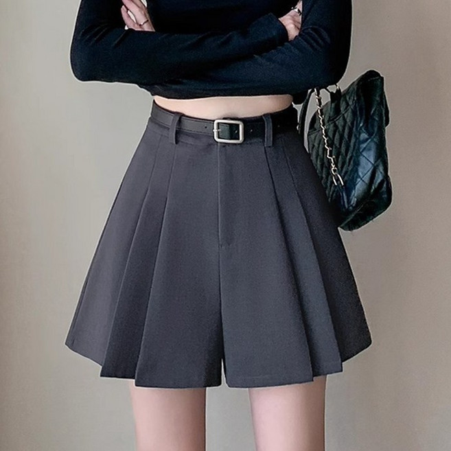 벨트포함 미니스커트 주름 치마바지 A-24