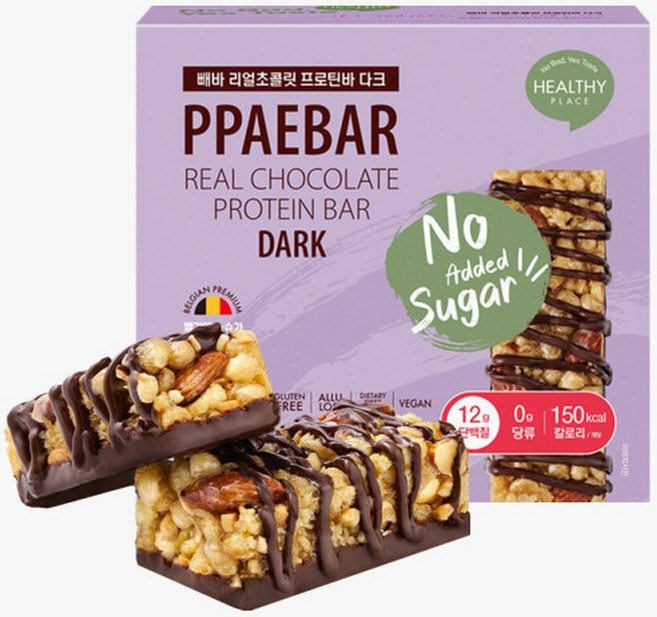 헬시플레이스 빼바 리얼초콜릿 프로틴바 다크 40g 9EA (1박스), 헬시플레이스 빼바 리얼초콜릿 프로틴바 다크 40g 9E, 1박스