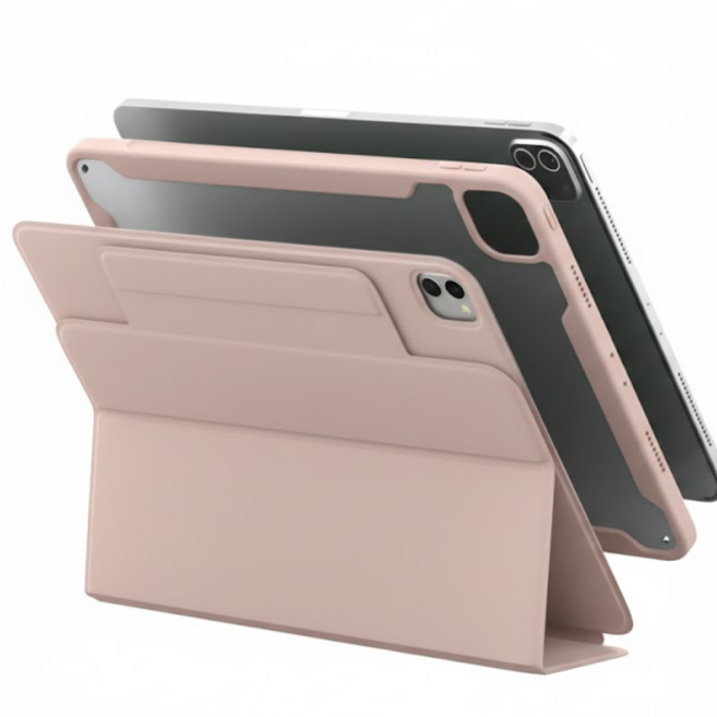 모키보 프리앵글 각도조절이 되는 아이패드 케이스 세로 거치대 커버 에어 미니 프로 호환 펜슬수납 마그네틱 - 플렉스, 인디핑크, 1개