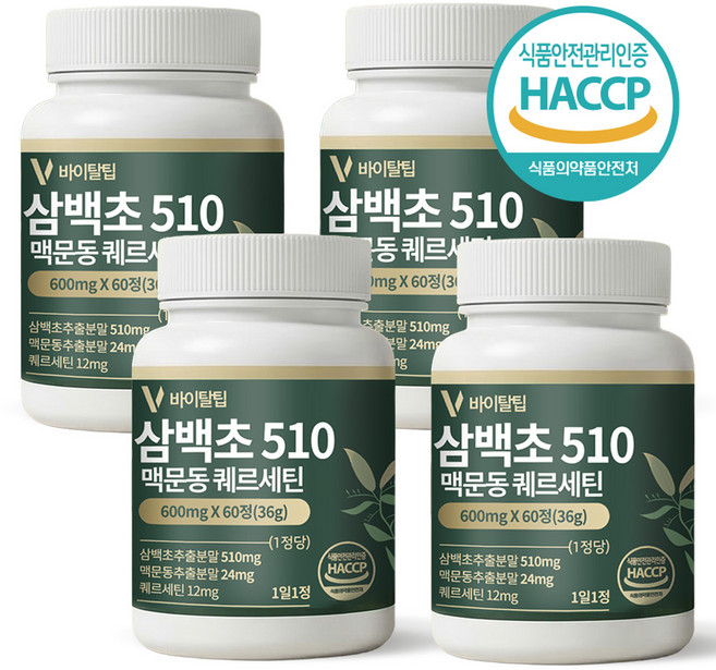 바이탈팁 삼백초 추출물 100% 정품 haccp 인증, 4개, 60정