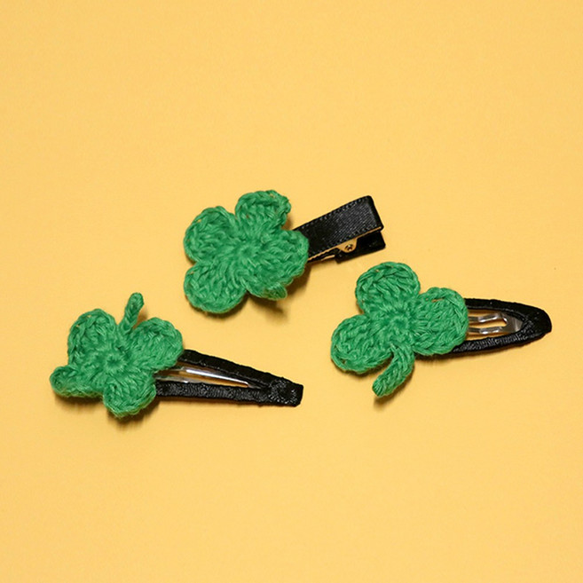 클로버 뜨개 헤어핀