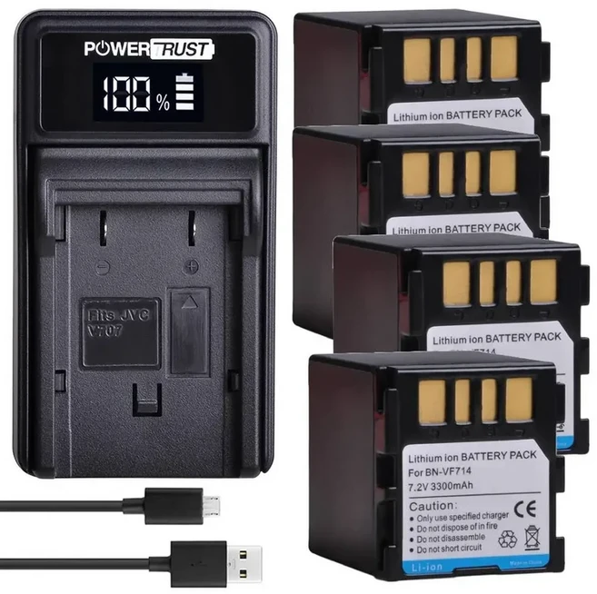 3300mAh BN-VF714 배터리 BN-VF707U LED USB 충전동 JVC MG505 MG77 MG70 MG67 MG60 D240 D650 DF420 DF590, 06 4 Battery 1 Charger