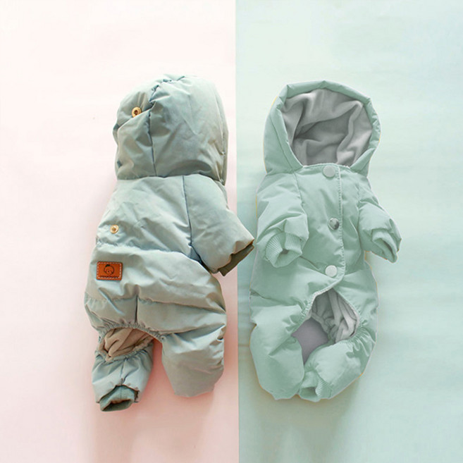 강아지 덕다운 95% 패딩올인원 오리털 다운 구스 방수패딩올인원, 오리털 패딩올인원(민트), 1개