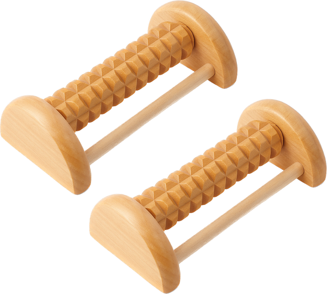 위시피키 피로회복 뭉침완화 원목 발 지압 롤러, 우드, 2개