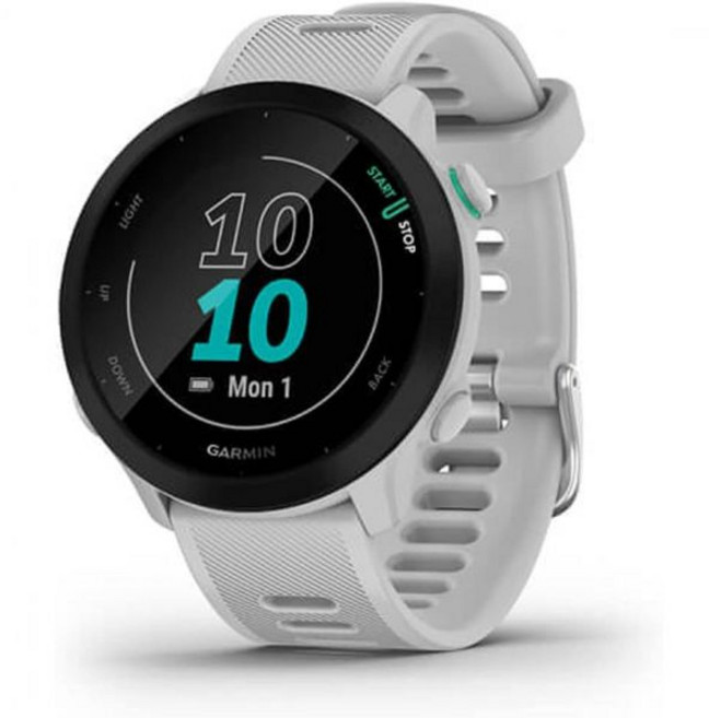 포러너 55 일일 추천 운동이 포함된 GPS 러닝 워치 최대 2주 배터리 수명 Garmin Forerunner, White, Watch, 1개