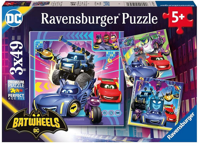 [4] Ravensburger 배트휠 아동용 3x49피스 직소 퍼즐 - 모든 조각이 독특하며 조각이 완벽하게 맞습니다, 1개