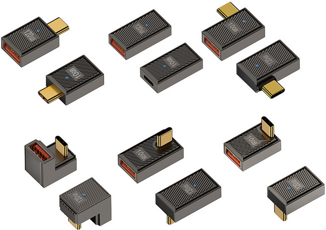 USB轉TYPE-C 轉接頭 120W 10Gbps充電傳輸轉接頭, 1個, A11 A母轉C公120W帶燈【U型】