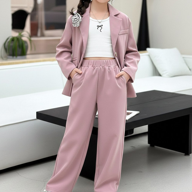 UPPERCUT 여아 오버핏 자켓 슬랙스 정장 세트 봄가을 초등학생 상하복 셋업