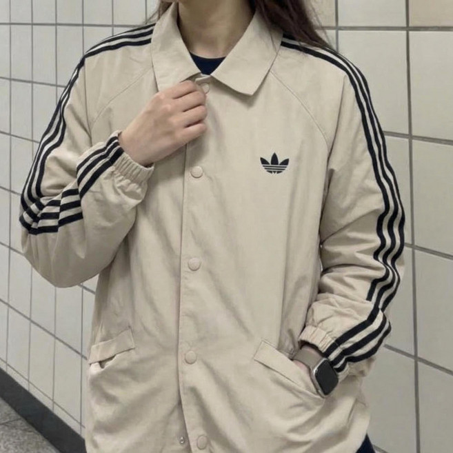 (정품 A/S가능) 아디다스 코치 자켓 루즈핏 카라넥 남녀공용 바람막이 점퍼 봄 아우터