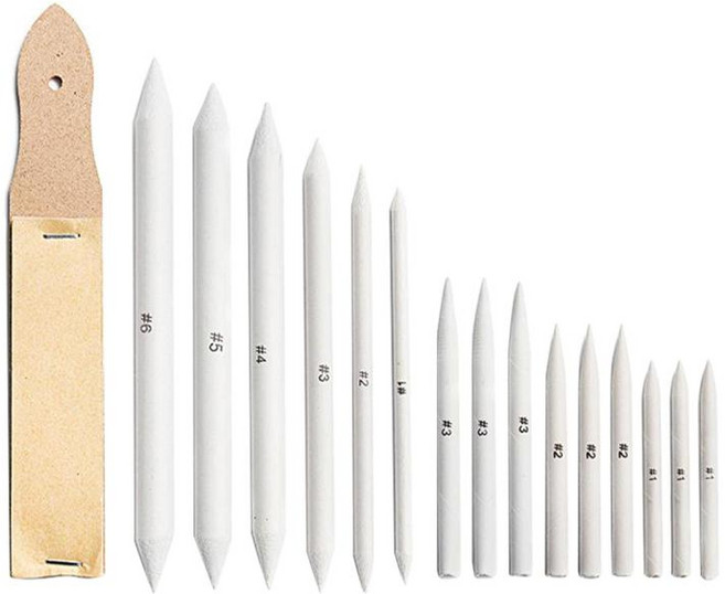 shangren 학생 드로잉을위한 16pcs 드로잉 도구 16 블렌딩 스텀프, 설명, 종이, 화이트