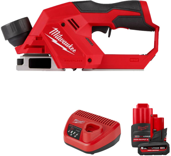 밀워키 M12 BLP-5252 M12 충전 대패 2.5Ah 5Ah 고출력 배터리 각1개 충전기 세트