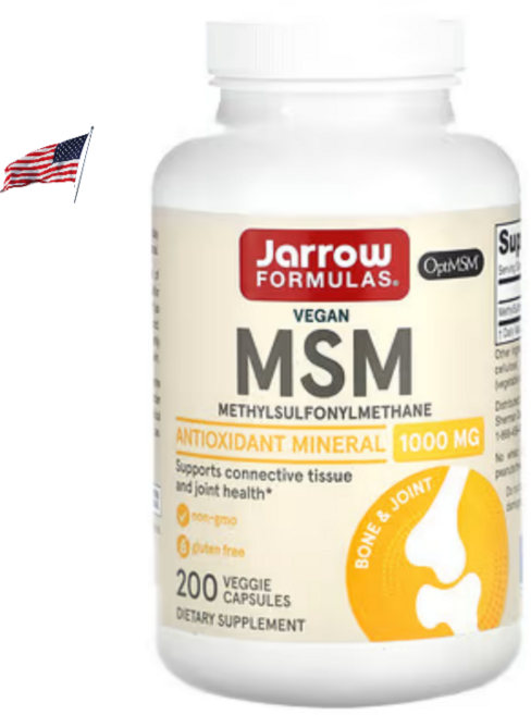 자로우 포뮬라 MSM 엠에스엠 옵티MSM 1000mg 베지캡슐 200정 재로우 식이 유황 식용 유기 식물성 비건, 1개