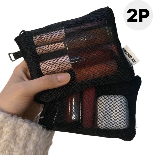 고운하움 휴대용 지갑 화장품 메쉬 미니파우치 양쪽수납칸
