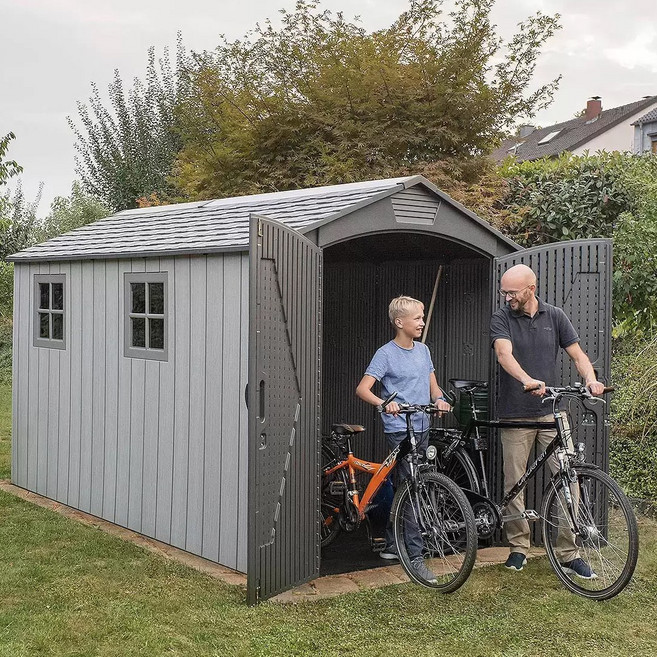 [코스트코] 라이프타임 712 조립식 창고/ L 2.0 x W 3.4 x H 2.3m /HDPE (고밀도) 패널 이중벽 튼튼한내구성/색바램 깨짐 얼룩짐No/180도open형, 그레이