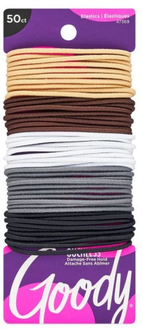 구디 아우치리스 헤어 엘라스틱 – 잡아당기거나 끊어짐 없음 엉킴 방지 유지력으로 가는 머리카락에 적합 50개 세트 다양한 뉴트럴 컬러 오래 지속되는 포니테일 고리 여성 및 남성 - 쿠팡