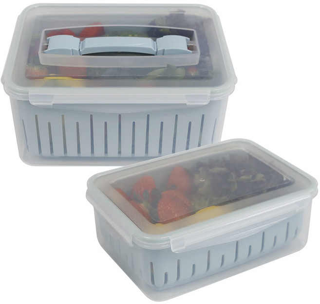 나누담 야채 채소 과일 채반 밀폐용기 2종 세트, 1세트, 밀폐용기 2700ml + 6500ml