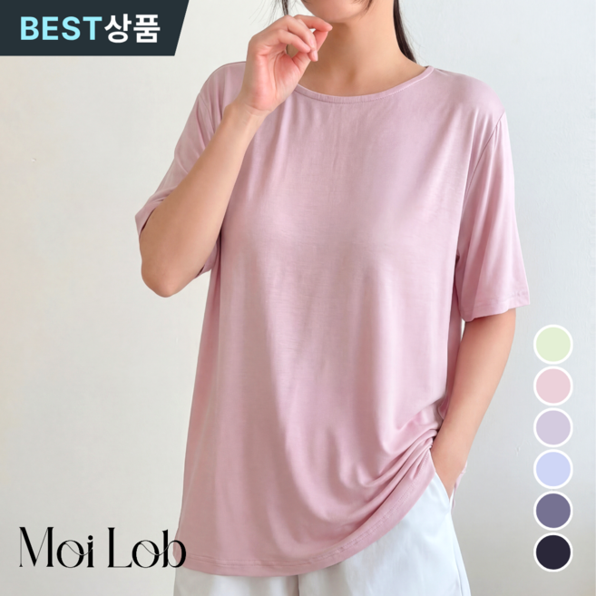 모이로브 노브라티 캡내장 반팔 홈웨어 브라탑 티셔츠