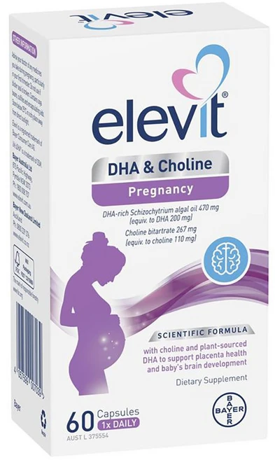 Elevit DHA + Choline Pregnancy 60 Capsules, 1개, 60정 - 쿠팡