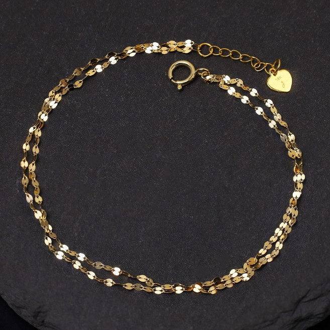 루이델라 14K 18K 여성 데일리 리츠 레이어드 체인 두줄 팔찌