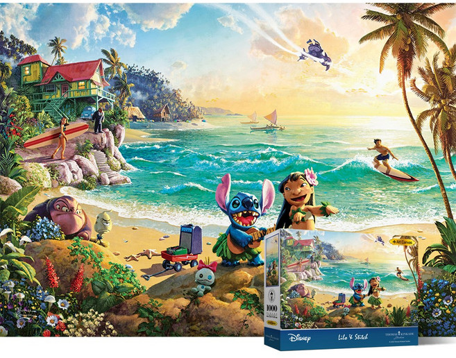 퍼즐라이프 디즈니 스티치 해변가 알로하 킨케이드 1000피스 직소퍼즐 PL7021D, 1개, 퍼즐단품 액자X