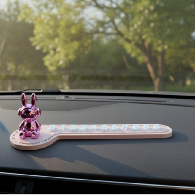 차번호알림판 차량전화번호판 자동차전화번호판 귀여운주차번호판 알림판 캐릭터 안심번호 야광 자동차주차번호판, 1개, 파스텔핑크