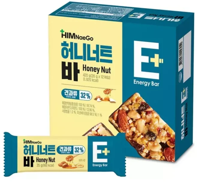 에너지바 발렌타인 탕비실 간식 힘내고 허니너트바 (35g) 1/2/3 CASE, 35g, 12개 - 쿠팡