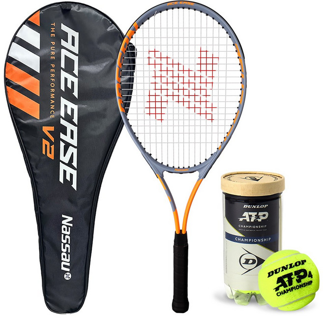 낫소 테니스 라켓 에이스 이지 V2 + 던롭 테니스 볼 (2입), V2오렌지, 1세트