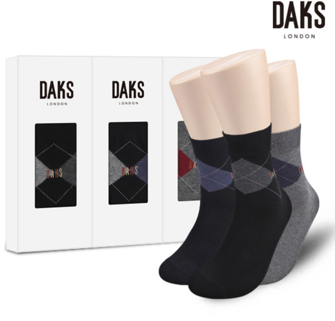 닥스양말 닥스신사 면스판 단목 사각패턴3족세트(24815)