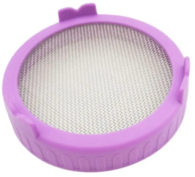 스테인레스 스틸 스크린 메쉬 커버 캡이 있는 플라스틱 발아 뚜껑 86mm 와이드 마우스 메이슨 여과기, 03 purple, 1개