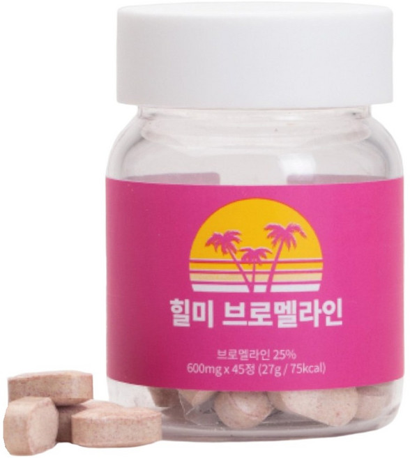 힐미 브로멜라인 자연유래 소화효소 파파인 늙은호박 칼륨, 45정, 4개