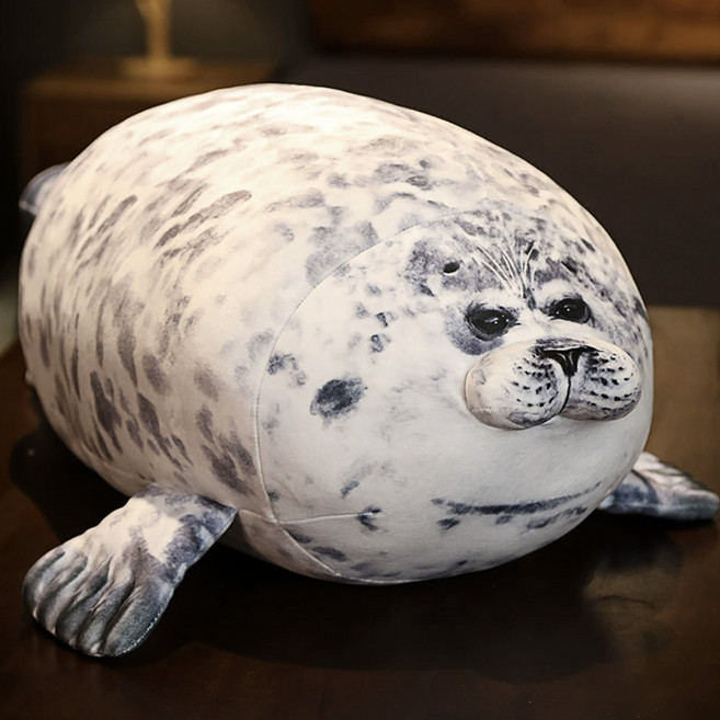 하프 물범 물개 쿠션 인형 2size 대형 모찌 바다표범 안고자는 애착 낮잠 바디필로우 베개, 화이트