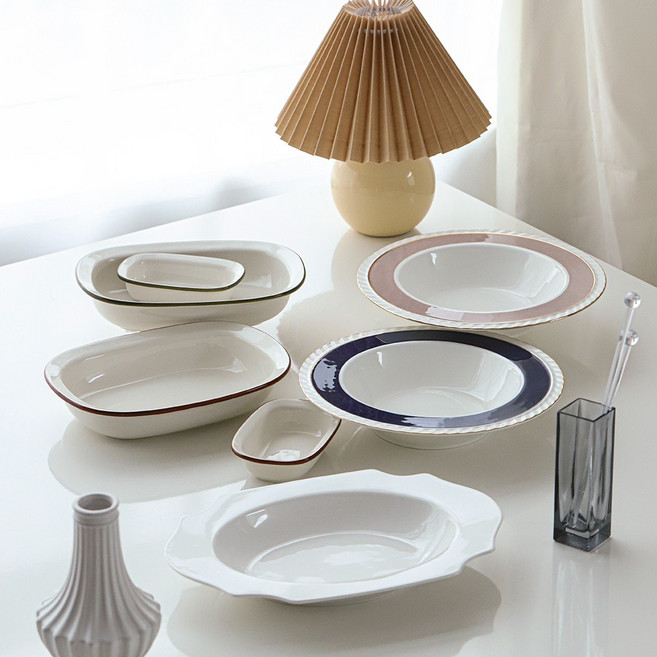 도자기 파스타접시 3종, 허니 타원 파스타볼2p 그린, 1개, 허니타원파스타볼2p그린