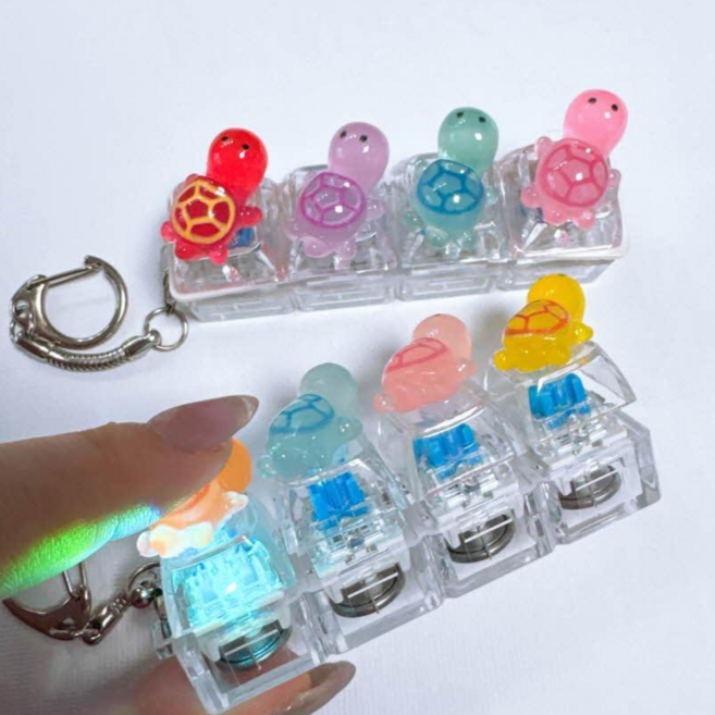 picknic 투명 키보드 키캡 led 과일 동물 키링 키홀더