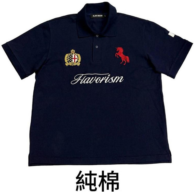 Flavorism 復古美式休閒印花Polo領短袖T恤