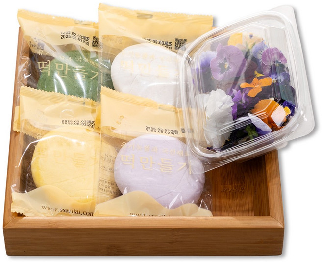 싸리재 화전만들기 세트(반죽 4봉+식용꽃) 화전놀이 키트, 410g, 1세트