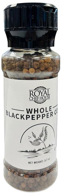 RoyalHouse Whole Black Peppercorns 104.9g(3.7온스) 비건 코셔 플라스틱 그라인더 리필 천연 요리용 향신료 시즈닝, B0DSGKMVCD 페퍼콘 104.9g(3.7온스), 1
