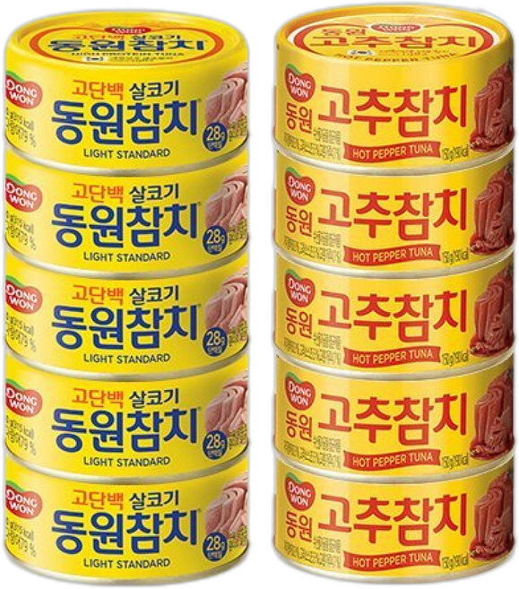 동원 라이트스탠다드 + 고추참치, 5개, 150g