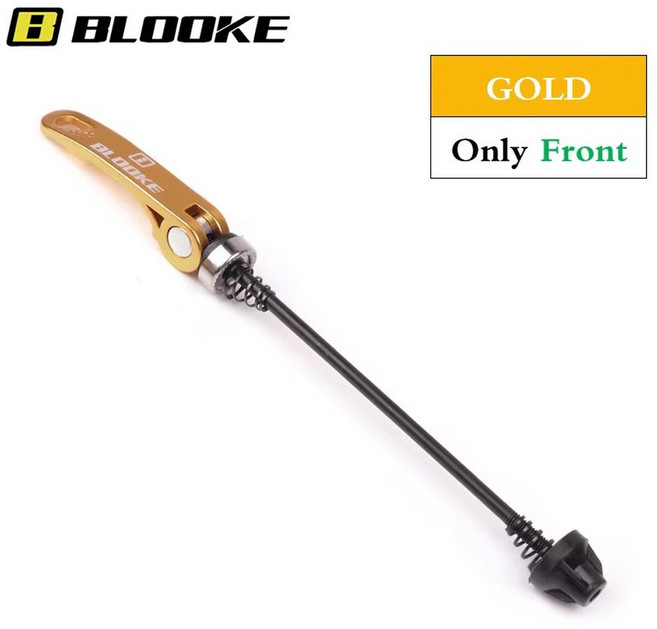 BLOOKE DT100 QR 허브 퀵 릴리스 레버 MTB 도로 자전거 강철 꼬치 앞바퀴 100mm 후면 135mm 산악 접이식, GOLD only front, 1개