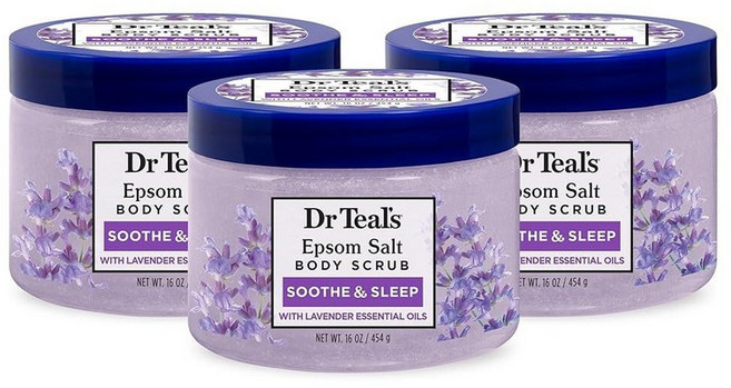 Dr Teal's 핑크 히말라야 소금 바디 스크럽 순수 엡섬 및 에센셜 오일로 복원 보충 473.2ml(16온스) (3팩) 213534