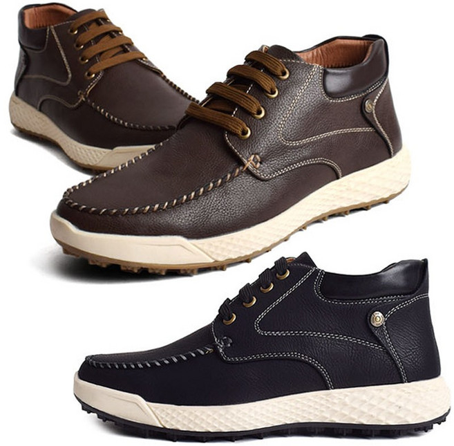 댄디 남성 하이탑 가죽 스니커즈 워커 디자인 슈즈 캐주얼신발 캔버스화