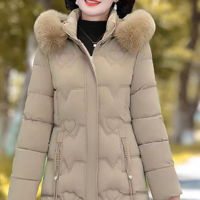 708090 중년 여성 두툼 후드 집업 패딩