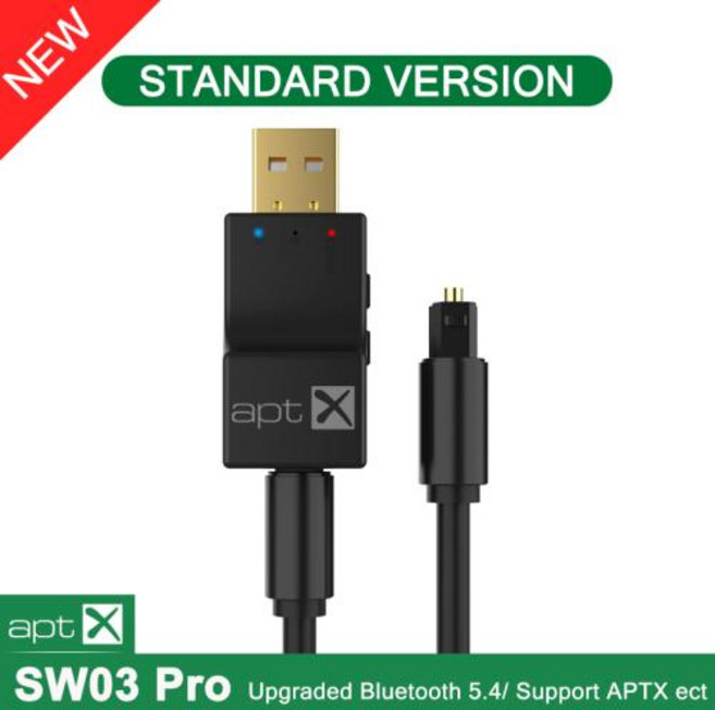 USB 광섬유 블루투스 오디오 송신기 저지연 Hifi 스테레오 음악 듀얼 스트림 멀티 포인트 무선 어댑터 무손실 음질 SPDIF Toslink 동글 TV PC PS43 Xbox 시, 3. SW03 Pro, 1개
