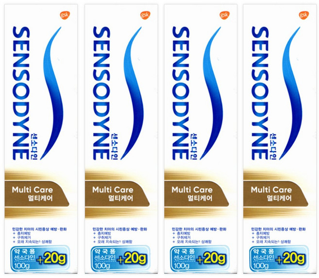 센소다인 멀티케어 치약 시린이전용, 120g, 4개