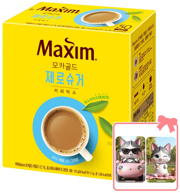 맥심 모카골드 제로슈거 (+대순이 캐릭터 포토카드 증정), 1개, 50개입, 12g