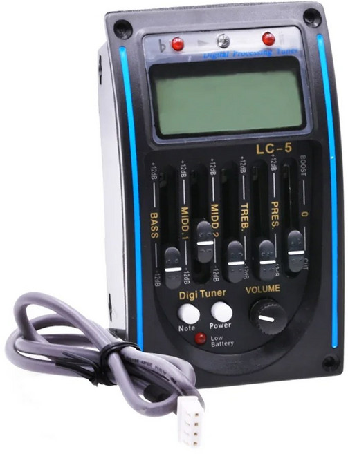 LC 5 밴드 어쿠스틱 기타 픽업 EQ 프리 LCD 튜너 피에조 이퀄라이저 시스템, 1개