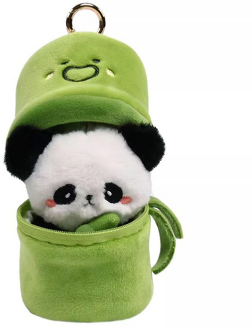 투데이리빙 대나무 판다 인형 키링 동물 애니멀 가방 자동차 열쇠 고리 미니 귀여운 장난감 키홀더 액세서리, 1개, 그린